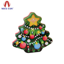 Christmas tree shape gift tin box decorative Christmas candy tin can